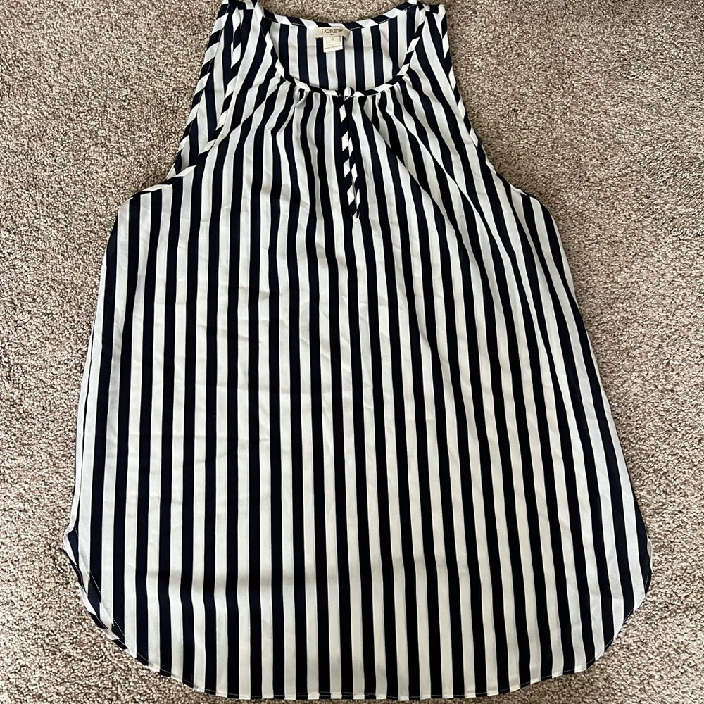 J Crew blue & white striped tank top size 6